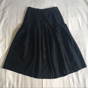Vintage Black Pleated Aline Skirt